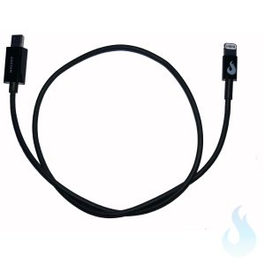 Oscium mini-B to lightning cable, top down view.